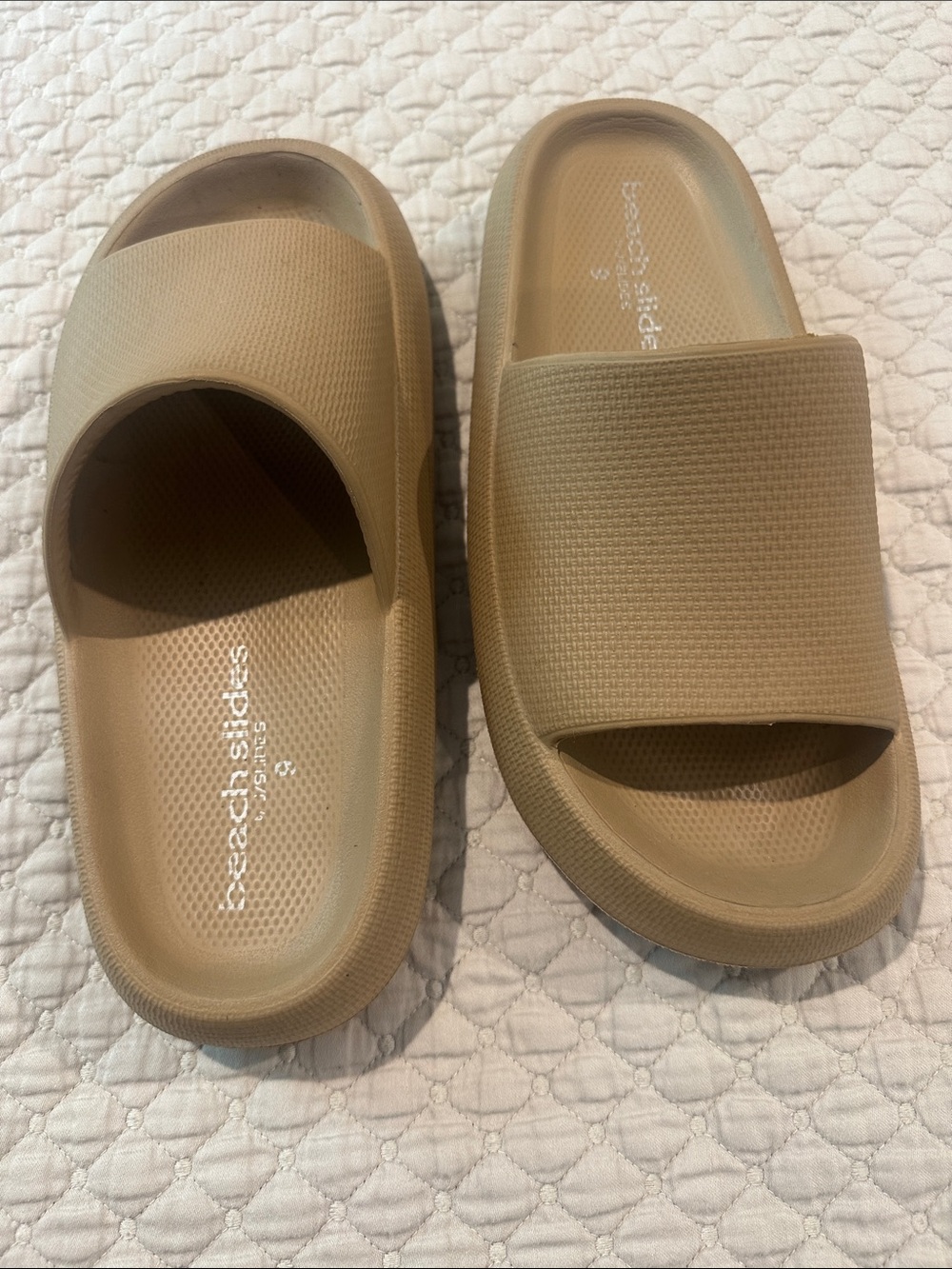 J Slides Beach Slides Tan Foam Slide Sandals